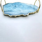Blue Agate Serving Tray With Brass Loop Handles